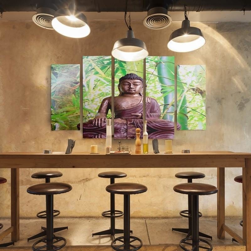 Kanva no 5 daļām - Type B, The Buddha On The Background Of Bamboo  Home Trends DECO