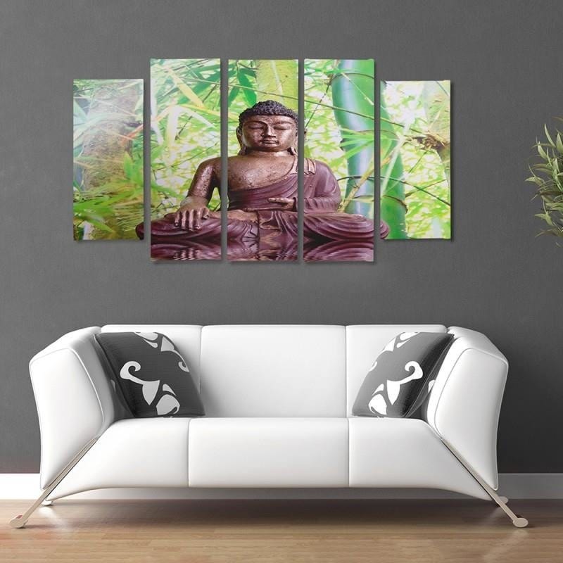 Kanva no 5 daļām - Type B, The Buddha On The Background Of Bamboo  Home Trends DECO