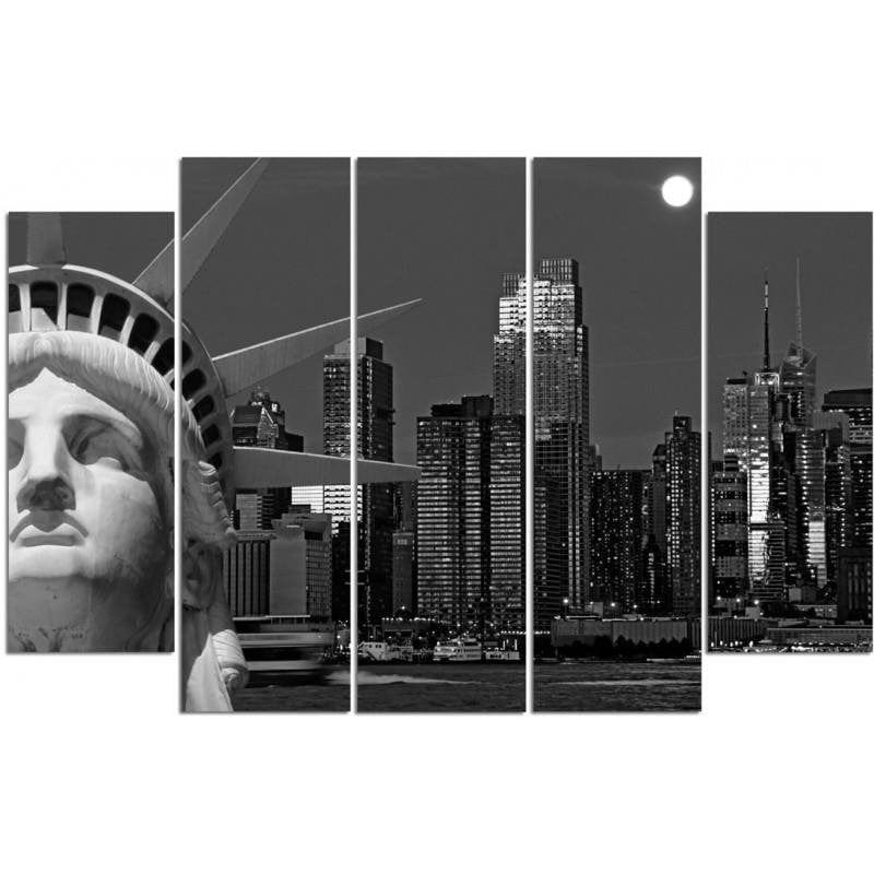 Kanva no 5 daļām - Type B, The Statue Of Liberty Overlooking The City  Home Trends DECO