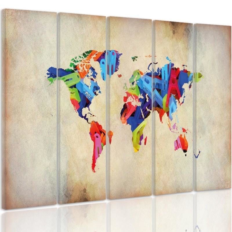 Kanva no 5 daļām - Type C, Color Map Of The World 1  Home Trends DECO