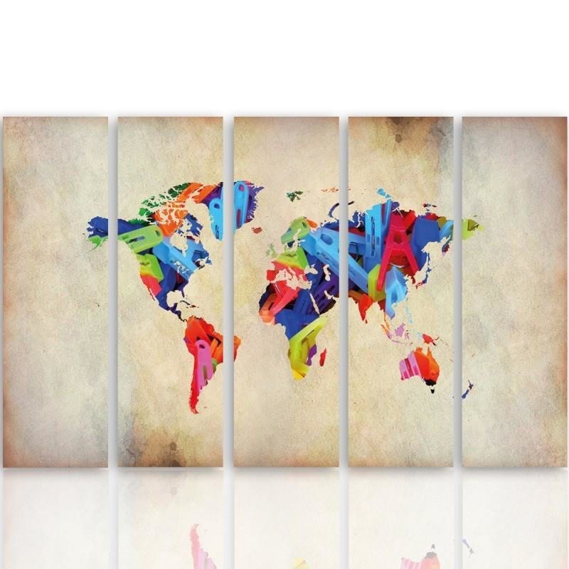 Kanva no 5 daļām - Type C, Color Map Of The World 1  Home Trends DECO