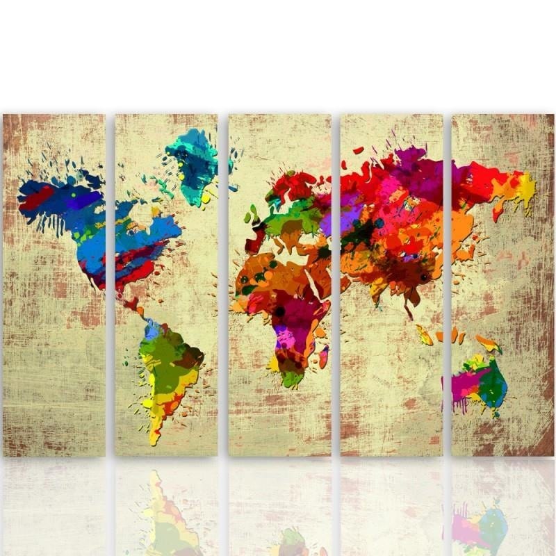 Kanva no 5 daļām - Type C, Color Map Of The World 2  Home Trends DECO