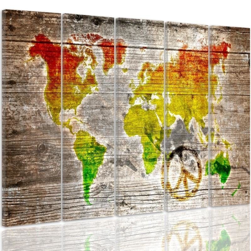 Kanva no 5 daļām - Type C, Color Pacifist World Map  Home Trends DECO