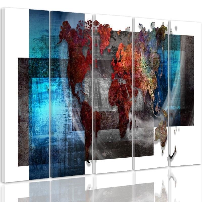 Kanva no 5 daļām - Type C, Composition With A World Map  Home Trends DECO