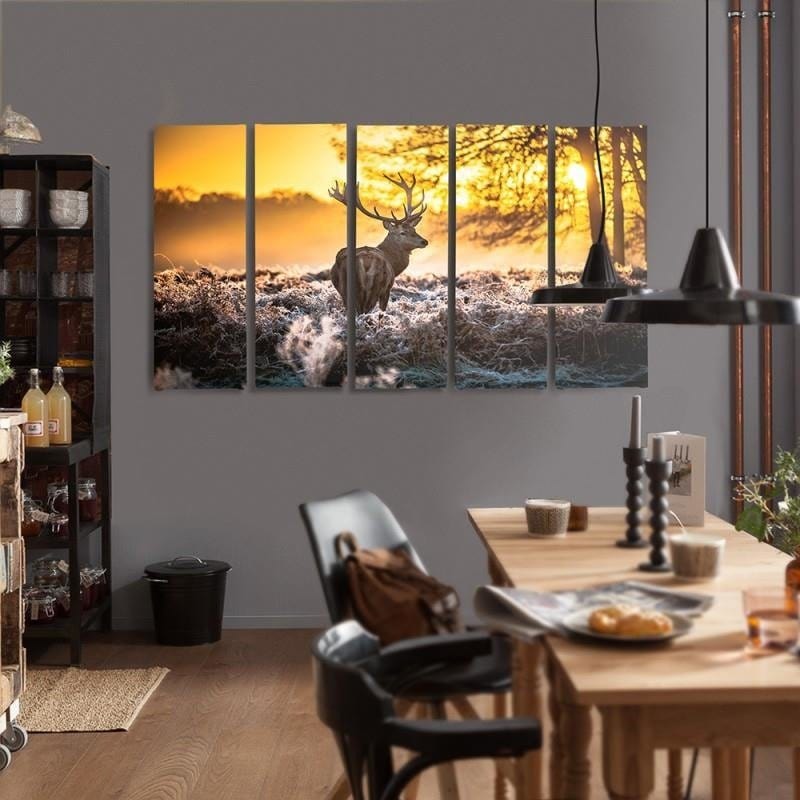 Kanva no 5 daļām - Type C, Deer Sunset  Home Trends DECO