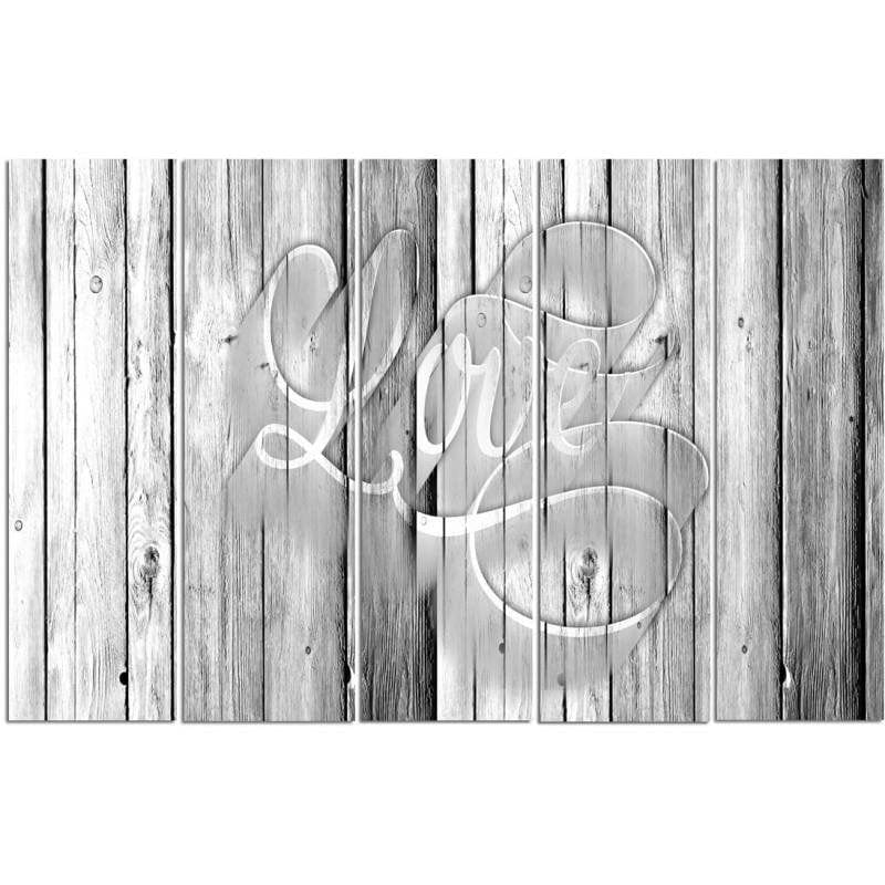 Kanva no 5 daļām - Type C, Gray Inscription Love On The Boards  Home Trends DECO