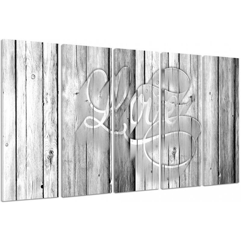 Kanva no 5 daļām - Type C, Gray Inscription Love On The Boards  Home Trends DECO