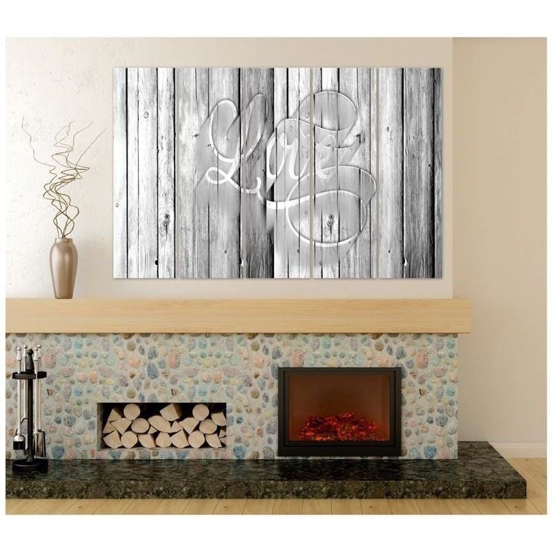 Kanva no 5 daļām - Type C, Gray Inscription Love On The Boards  Home Trends DECO
