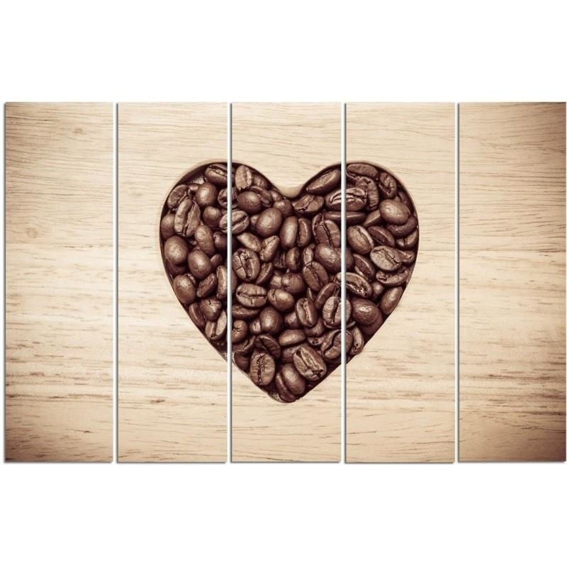 Kanva no 5 daļām - Type C, Heart Of Coffee Beans  Home Trends DECO