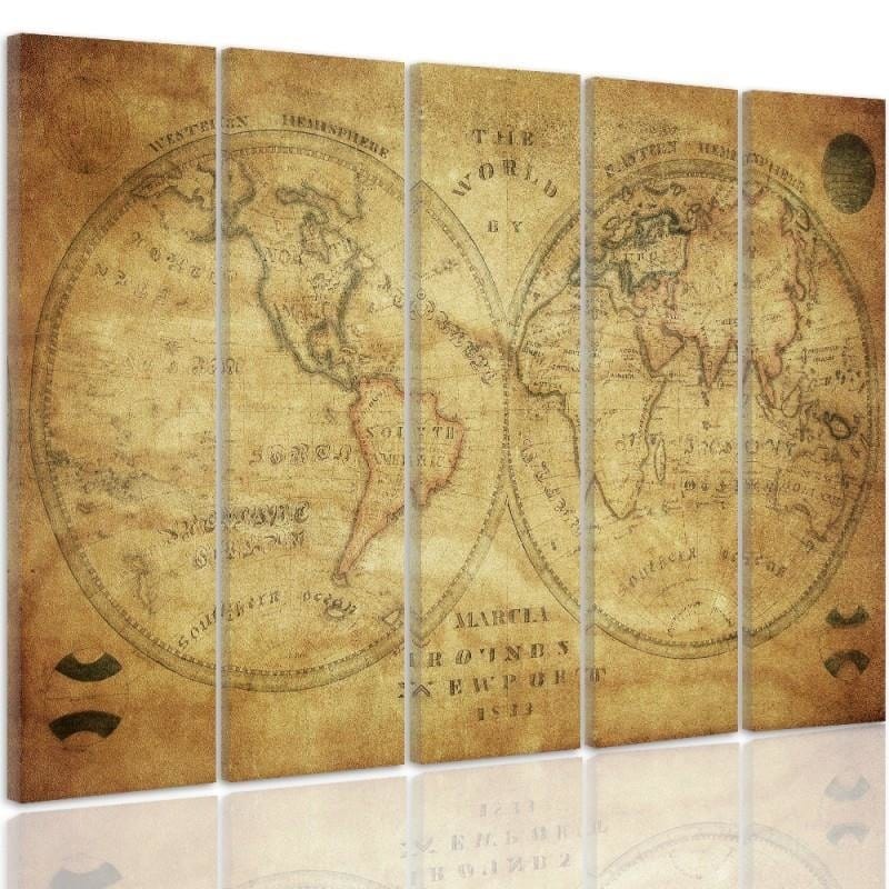 Kanva no 5 daļām - Type C, Historic Map Of The World  Home Trends DECO