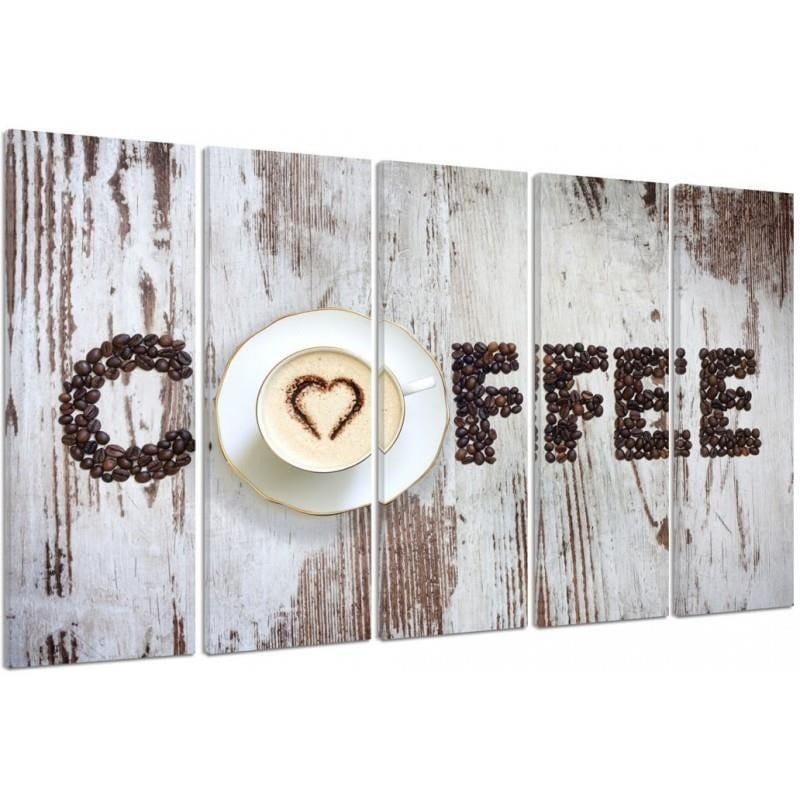 Kanva no 5 daļām - Type C, Inscription Coffee With Coffee Beans  Home Trends DECO