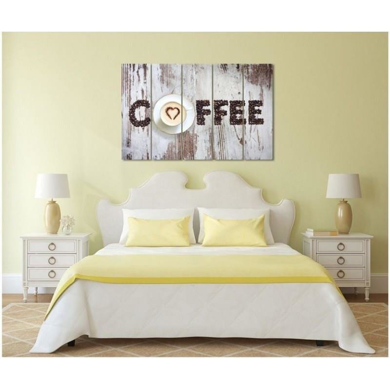 Kanva no 5 daļām - Type C, Inscription Coffee With Coffee Beans  Home Trends DECO