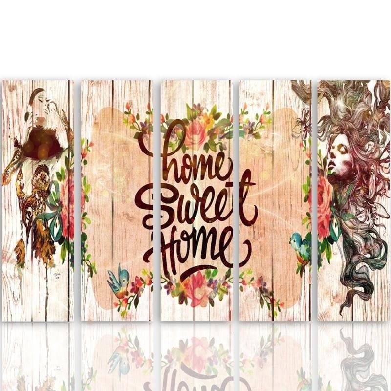 Kanva no 5 daļām - Type C, Inscription Home Sweet Home  Home Trends DECO