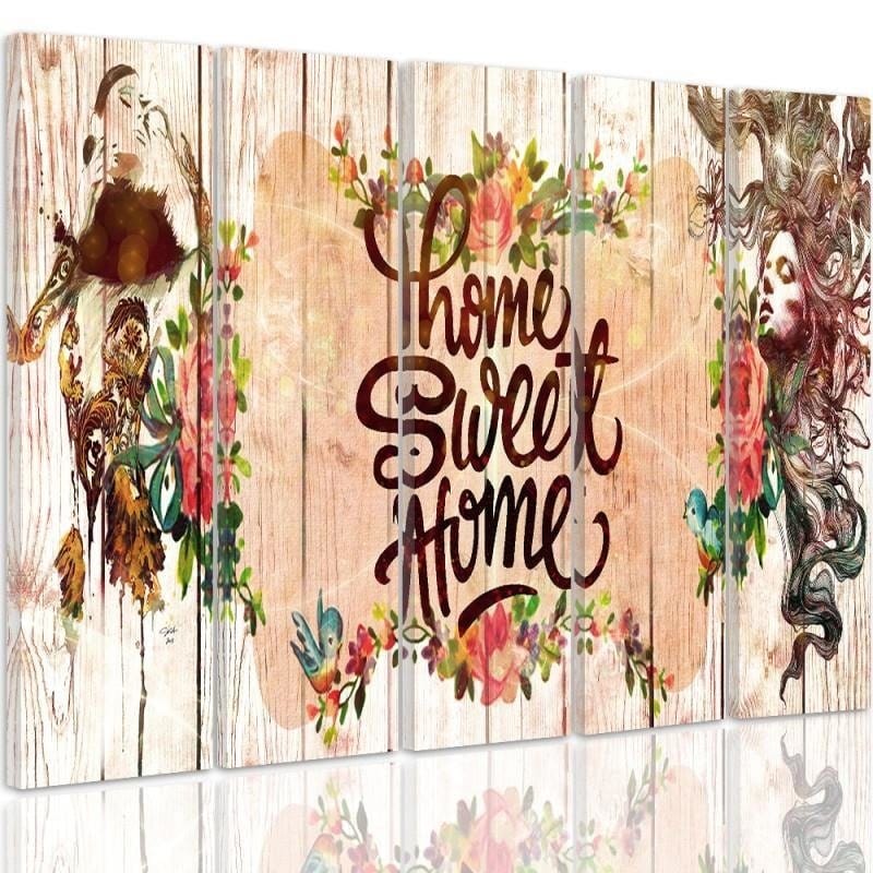 Kanva no 5 daļām - Type C, Inscription Home Sweet Home  Home Trends DECO