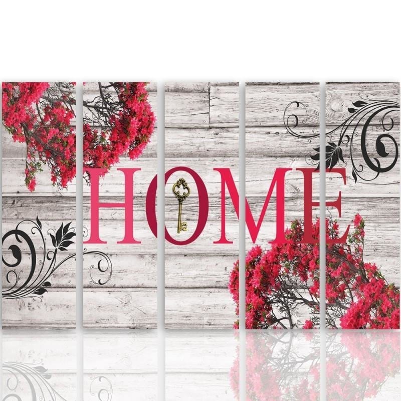 Kanva no 5 daļām - Type C, Inscription Home With Flowers 2  Home Trends DECO
