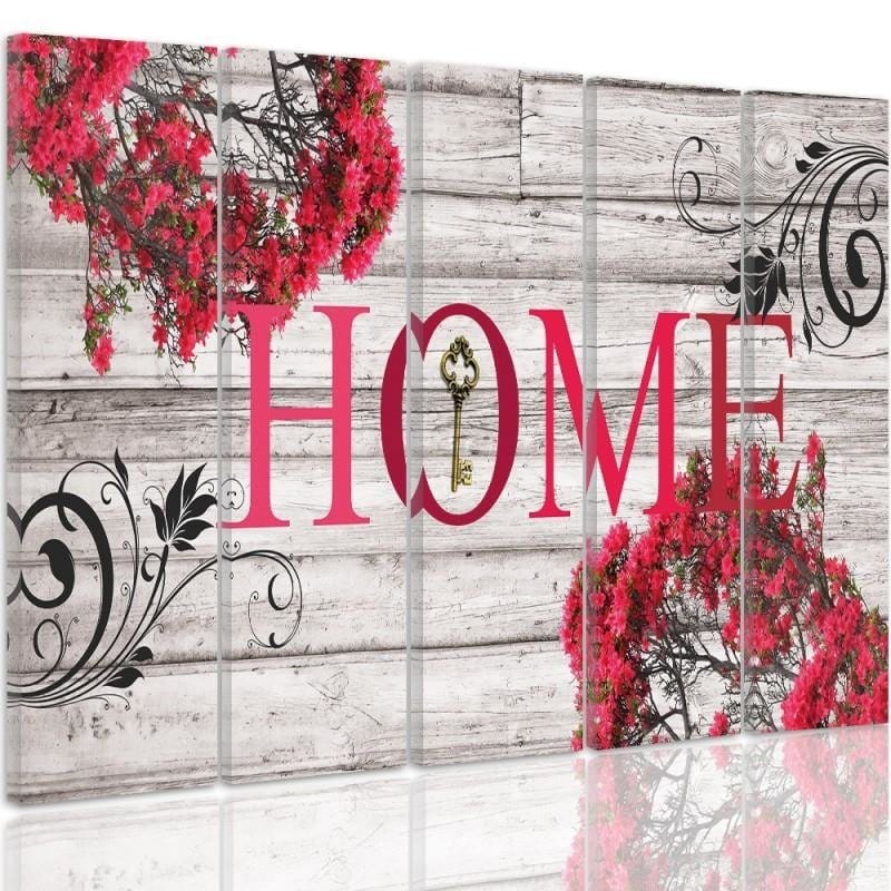 Kanva no 5 daļām - Type C, Inscription Home With Flowers 2  Home Trends DECO