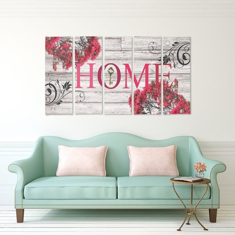 Kanva no 5 daļām - Type C, Inscription Home With Flowers 2  Home Trends DECO