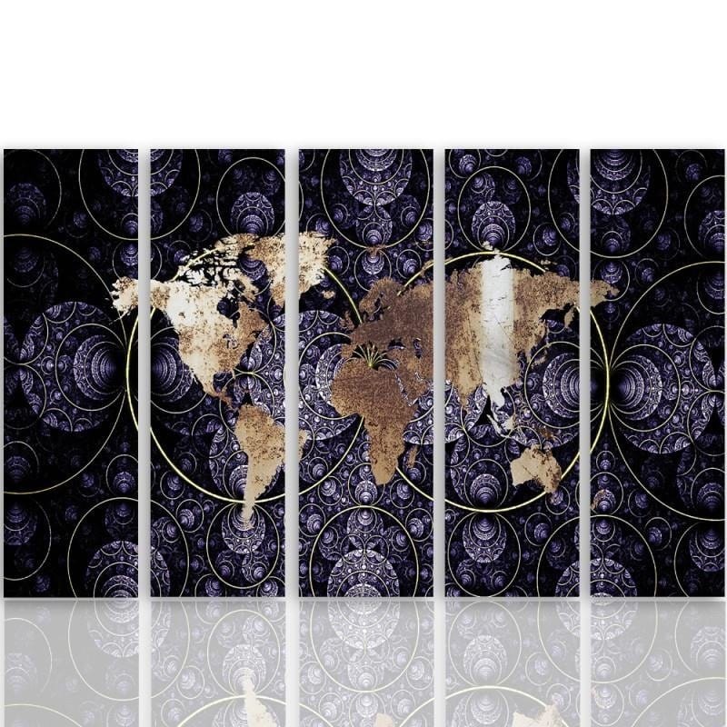 Kanva no 5 daļām - Type C, Map Of The World - Abstraction  Home Trends DECO