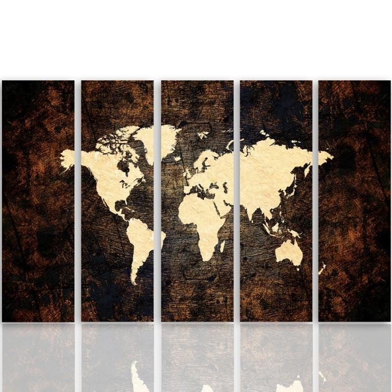 Kanva no 5 daļām - Type C, Map Of The World On The Stage 2  Home Trends DECO