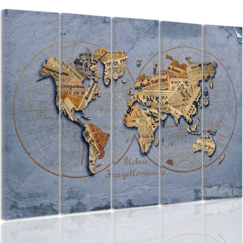 Kanva no 5 daļām - Type C, Newspaper World Map  Home Trends DECO