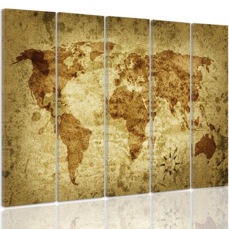 Kanva no 5 daļām - Type C, Old World Map 2  Home Trends DECO