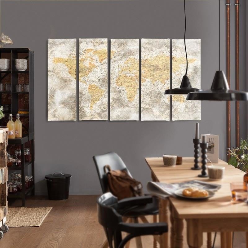 Kanva no 5 daļām - Type C, Old World Map 3  Home Trends DECO