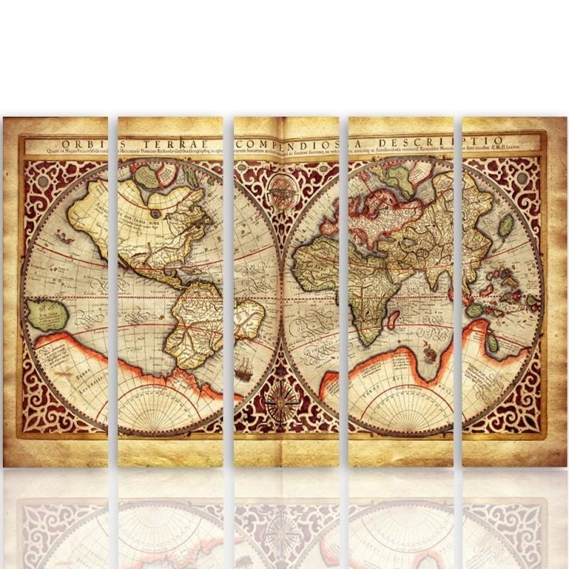 Kanva no 5 daļām - Type C, Old World Map  Home Trends DECO