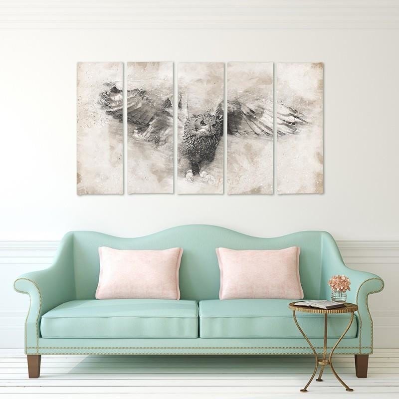 Kanva no 5 daļām - Type C, Owl In Flight 1  Home Trends DECO