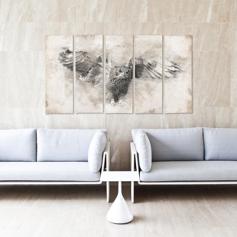 Kanva no 5 daļām - Type C, Owl In Flight 1  Home Trends DECO