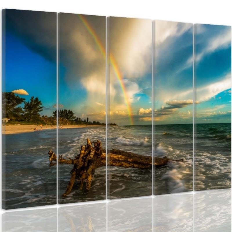 Kanva no 5 daļām - Type C, Rainbow Over The Beach  Home Trends DECO