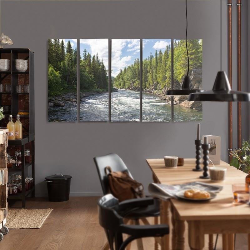 Kanva no 5 daļām - Type C, River In The Forest  Home Trends DECO