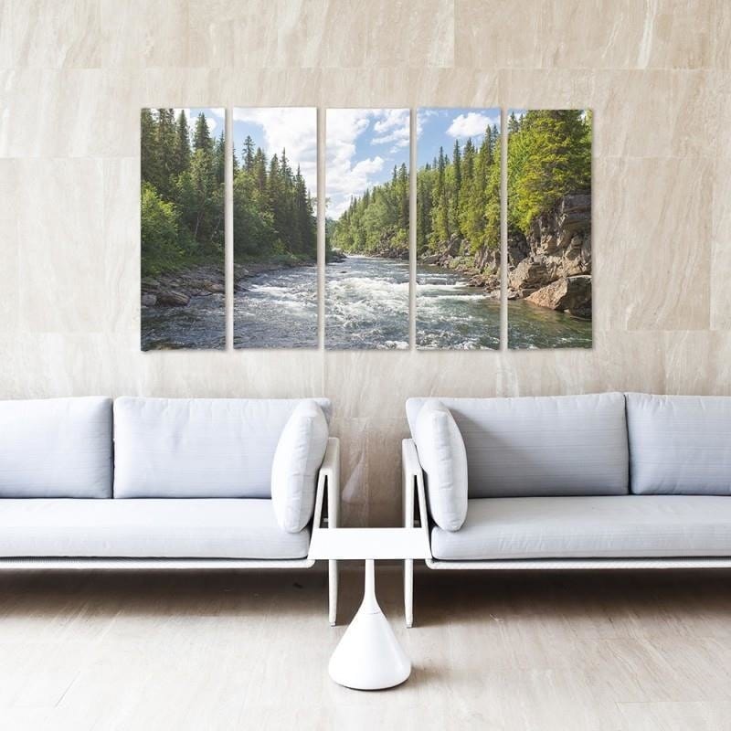 Kanva no 5 daļām - Type C, River In The Forest  Home Trends DECO