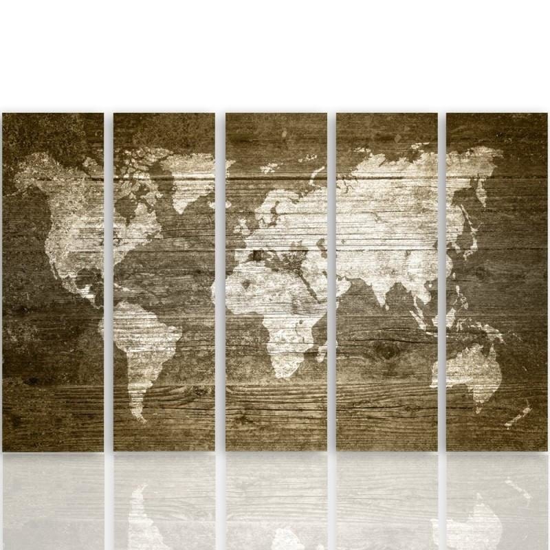 Kanva no 5 daļām - Type C, Rustic World Map  Home Trends DECO