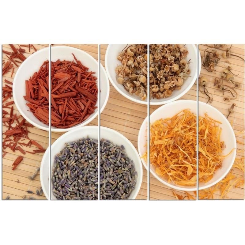 Kanva no 5 daļām - Type C, Spices In White Bowls  Home Trends DECO