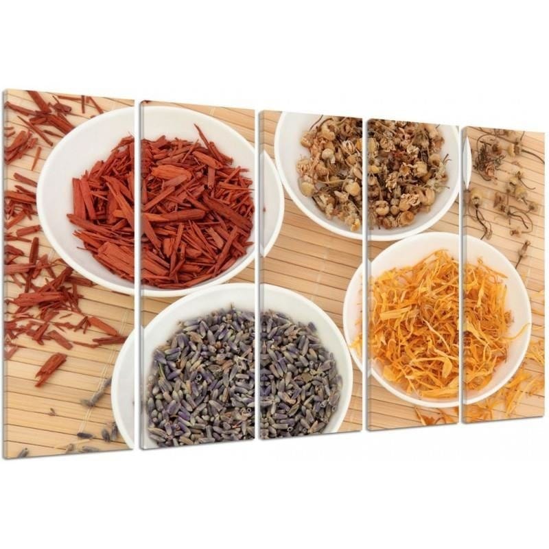 Kanva no 5 daļām - Type C, Spices In White Bowls  Home Trends DECO