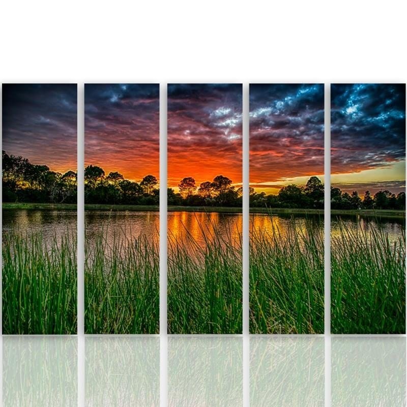 Kanva no 5 daļām - Type C, Sunset Over The Water 3  Home Trends DECO