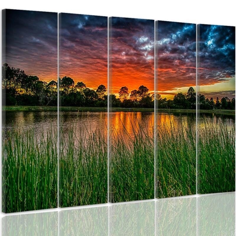 Kanva no 5 daļām - Type C, Sunset Over The Water 3  Home Trends DECO