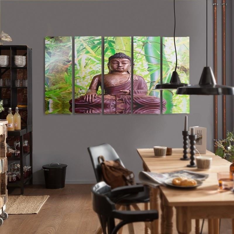 Kanva no 5 daļām - Type C, The Buddha On The Background Of Bamboo  Home Trends DECO