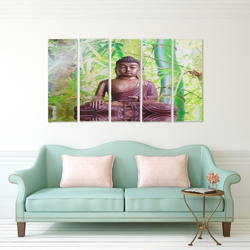 Kanva no 5 daļām - Type C, The Buddha On The Background Of Bamboo  Home Trends DECO