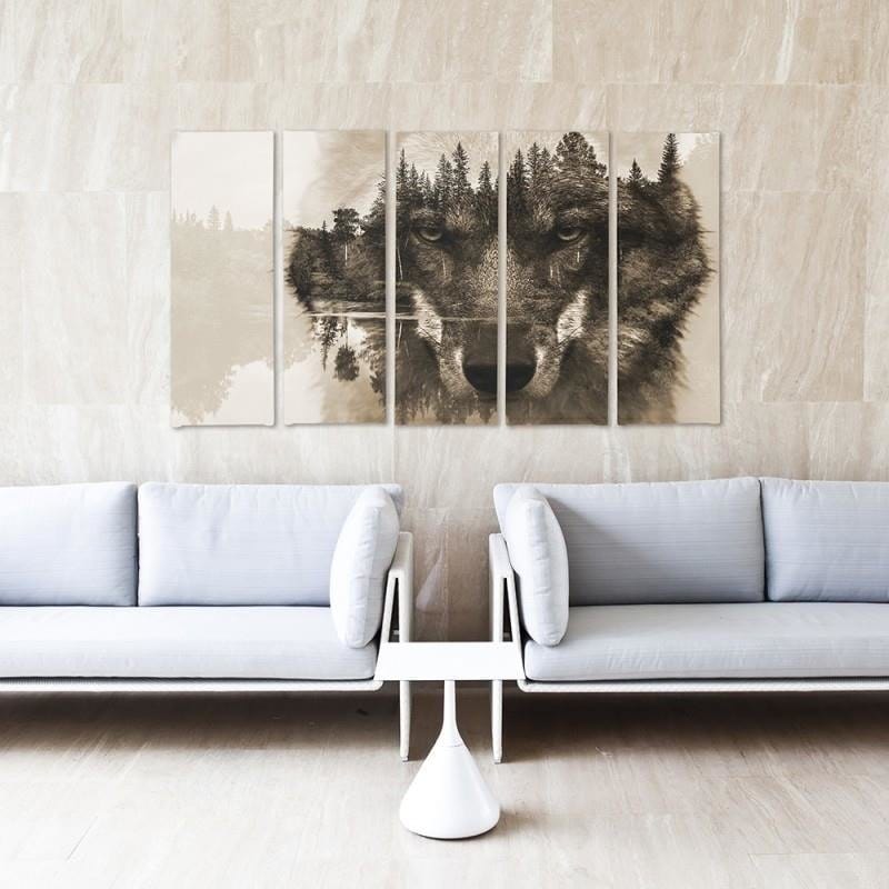 Kanva no 5 daļām - Type C, The Wolf Forest Background - Brown  Home Trends DECO