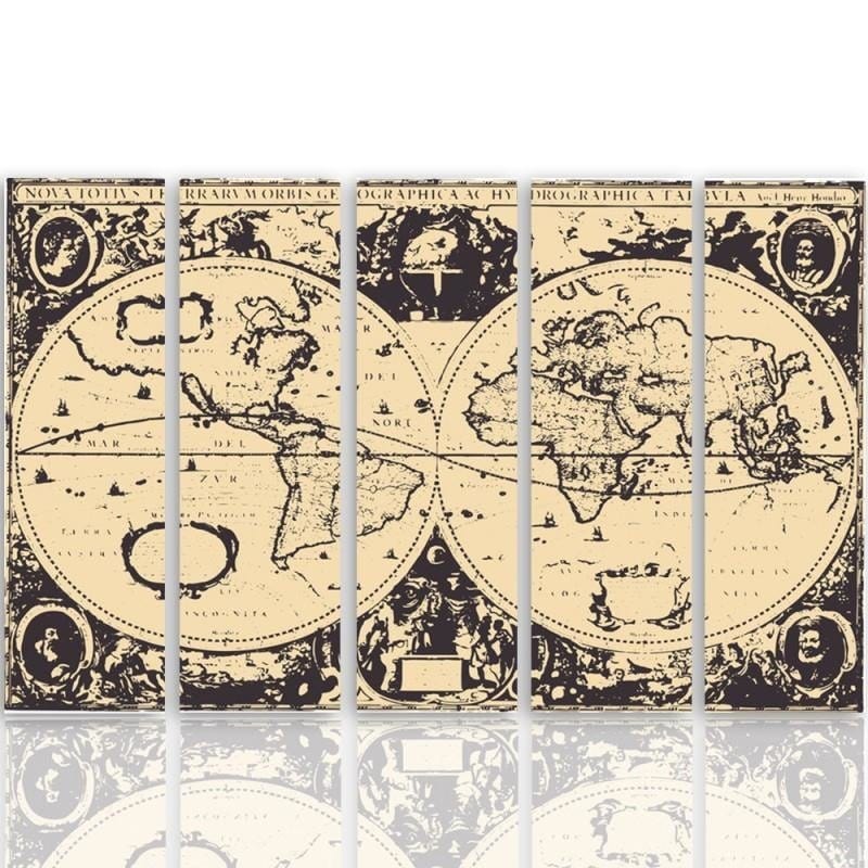 Kanva no 5 daļām - Type C, Vintage Map Of The World  Home Trends DECO