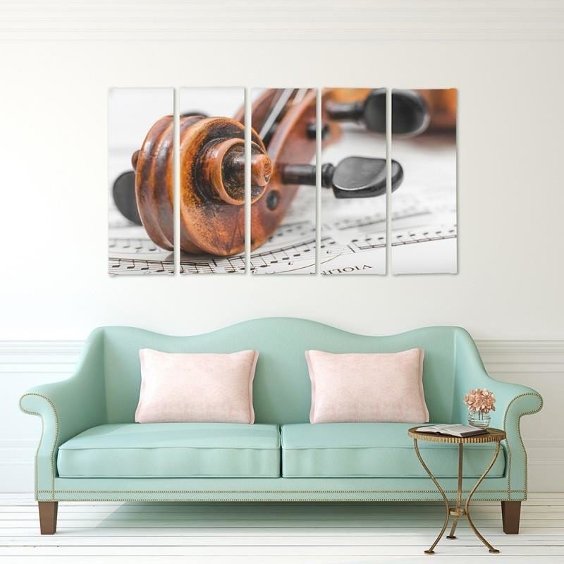 Kanva no 5 daļām - Type C, Violin On Music Sheet  Home Trends DECO