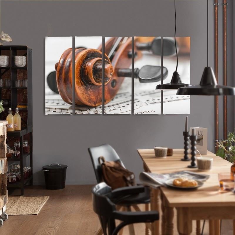 Kanva no 5 daļām - Type C, Violin On Music Sheet  Home Trends DECO