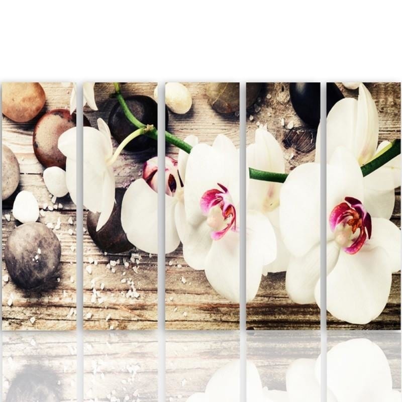 Kanva no 5 daļām - Type C, White Orchid And Stones  Home Trends DECO