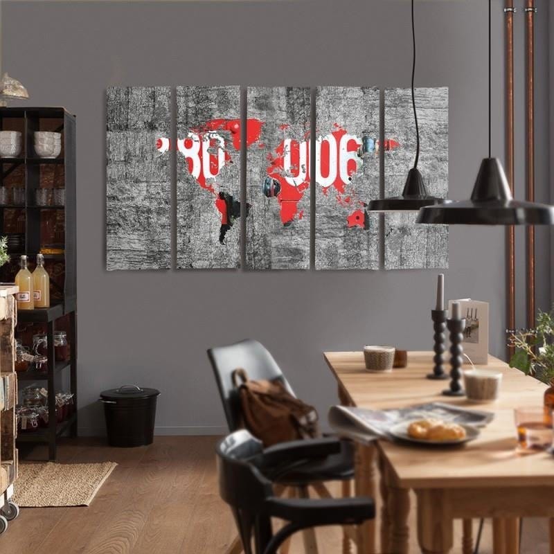 Kanva no 5 daļām - Type C, World Map On The Wall  Home Trends DECO