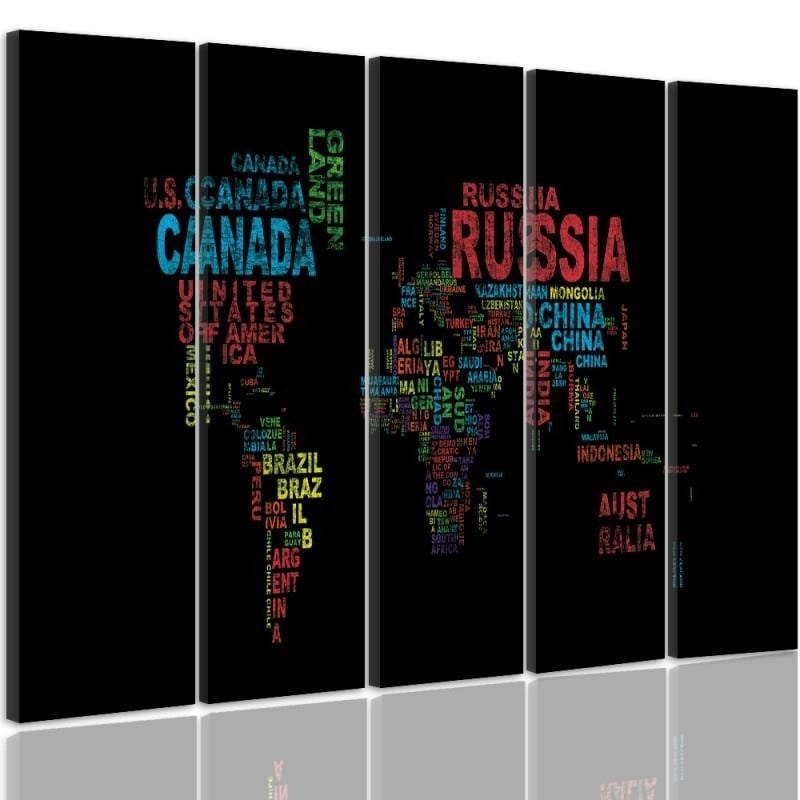 Kanva no 5 daļām - Type C, World Map With Subtitles  Home Trends DECO