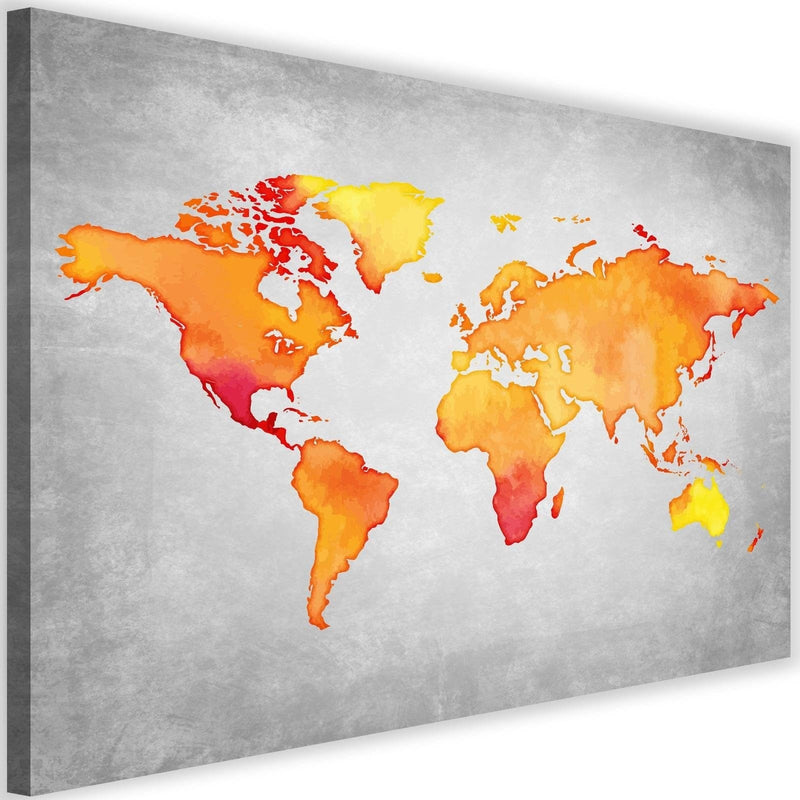 Kanva - Orange World Map  Home Trends DECO