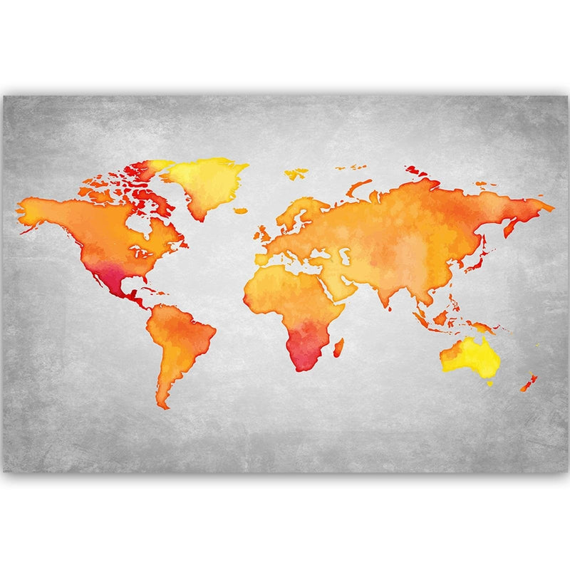 Kanva - Orange World Map  Home Trends DECO