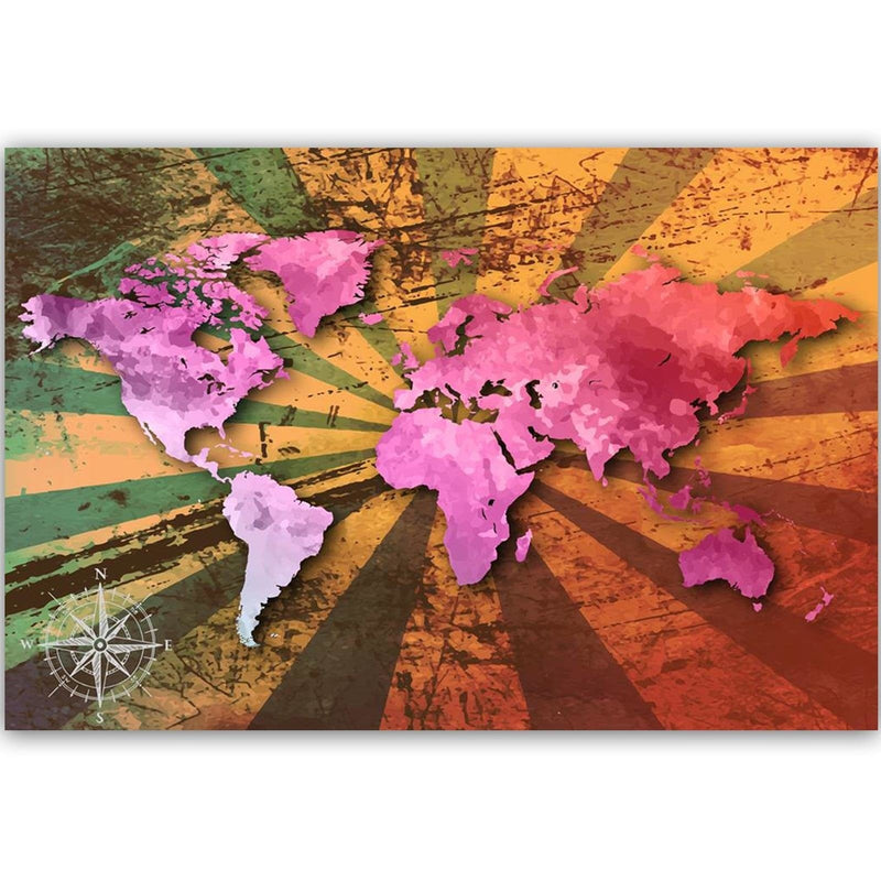 Kanva - Pink Vintage World Map  Home Trends DECO