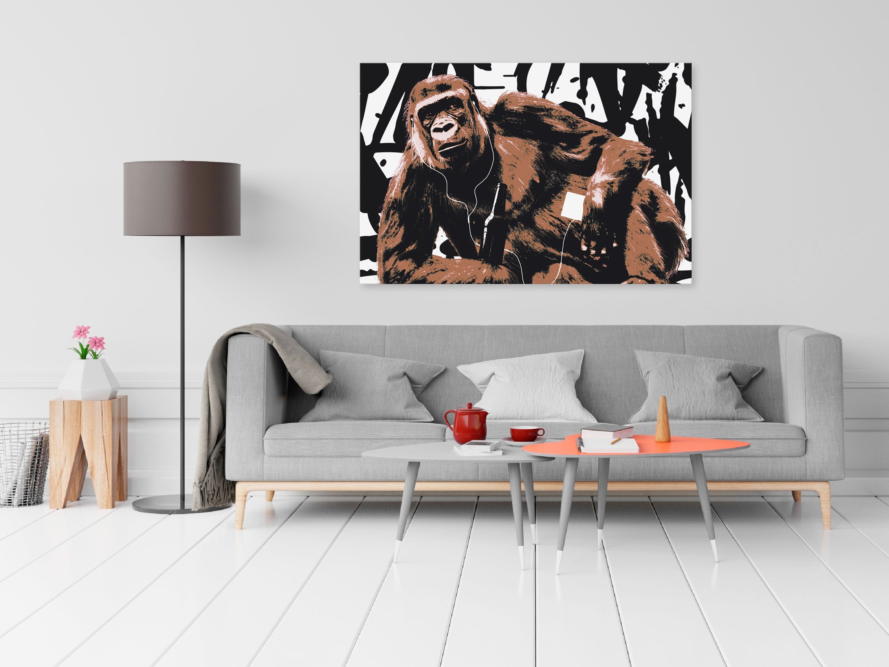 Glezna - Pop Art Monkey (1 Part) Narrow Brown Home Trends